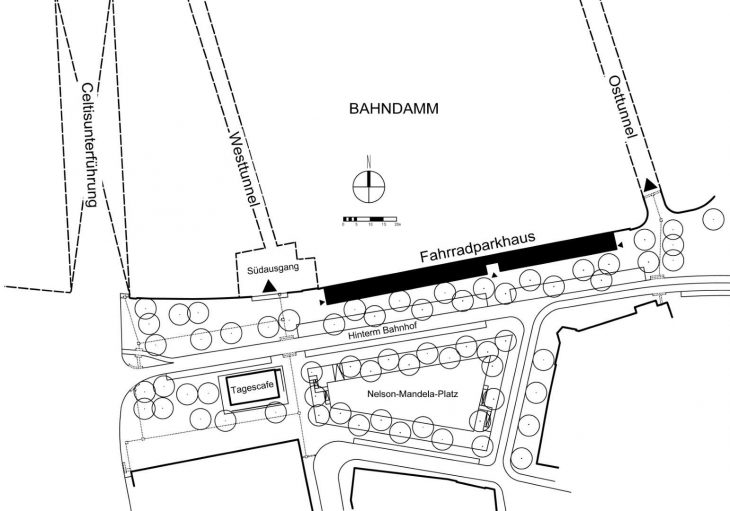 Fahradparkhaus am Nelson-Mandela-Platz Lageplan+