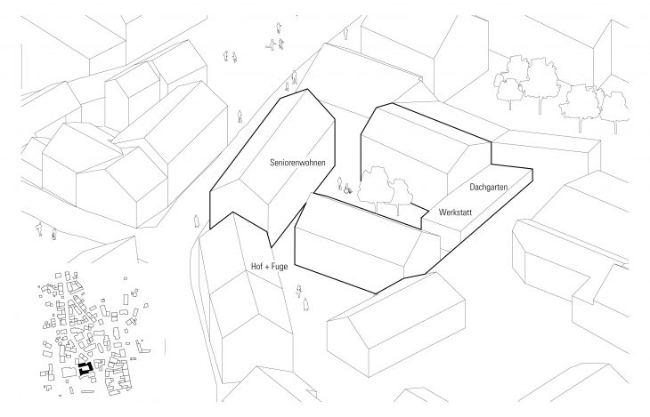 Räumliche Skizze Seniorenzentrum